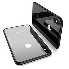 Etui Contour Silicone et Vitre Transparente Miroir pour Apple iPhone Xs Noir