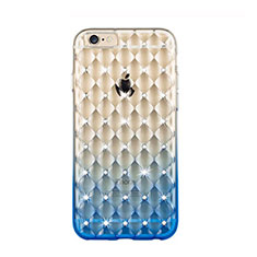 Etui Luxe Strass Bling Diamant Transparente Degrade pour Apple iPhone 6S Plus Bleu
