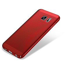 Etui Plastique Rigide Mailles Filet M01 pour Samsung Galaxy S7 Edge G935F Rouge