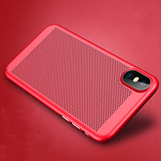 Etui Plastique Rigide Mailles Filet pour Apple iPhone X Rouge