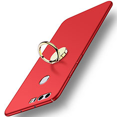Etui Plastique Rigide Mat avec Support Bague Anneau A03 pour Huawei Honor 8 Rouge