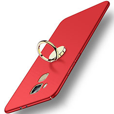 Etui Plastique Rigide Mat avec Support Bague Anneau pour Huawei G9 Plus Rouge