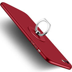 Etui Plastique Rigide Mat et Support Bague Anneau pour Apple iPhone 7 Rouge