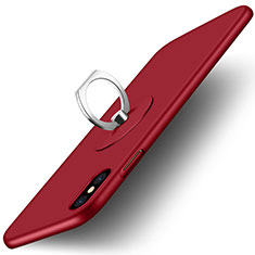 Etui Plastique Rigide Mat et Support Bague Anneau pour Apple iPhone X Rouge