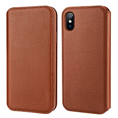 Etui Portefeuille Flip Cuir pour Apple iPhone Xs Marron