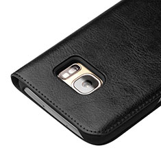 Etui Portefeuille Flip Cuir pour Samsung Galaxy S7 Edge G935F Noir