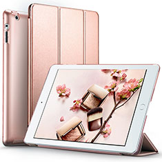 Etui Portefeuille Livre Cuir L01 pour Apple iPad 2 Or Rose