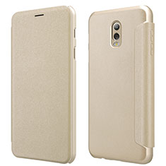 Etui Portefeuille Livre Cuir L01 pour Samsung Galaxy C7 (2017) Or