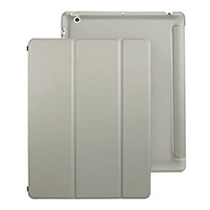 Etui Portefeuille Livre Cuir pour Apple iPad 3 Gris