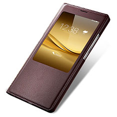 Etui Portefeuille Livre Cuir pour Huawei Mate 8 Marron