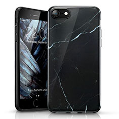 Etui Silicone Motif de Marbre Souple Couleur Unie pour Apple iPhone 7 Noir