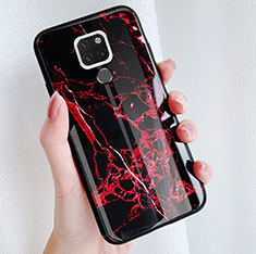 Etui Silicone Motif de Marbre Souple Couleur Unie pour Huawei Mate 20 Rouge