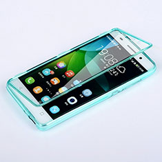 Etui Transparente Integrale Silicone Souple Avant et Arriere pour Huawei Honor 4C Bleu Ciel