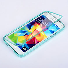 Etui Transparente Integrale Silicone Souple Avant et Arriere pour Samsung Galaxy S5 G900F G903F Bleu Ciel