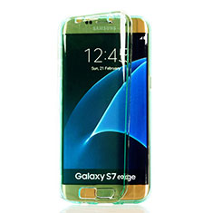 Etui Transparente Integrale Silicone Souple Avant et Arriere pour Samsung Galaxy S7 Edge G935F Bleu Ciel