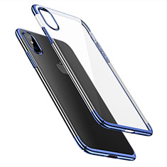 Etui Ultra Fine Plastique Rigide Transparente pour Apple iPhone Xs Bleu