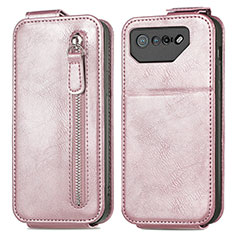 Housse Clapet Portefeuille Cuir pour Asus ROG Phone 7 Ultimate Or Rose