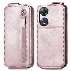 Housse Clapet Portefeuille Cuir pour Oppo A58 5G Or Rose