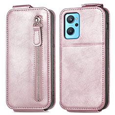 Housse Clapet Portefeuille Cuir pour Oppo A96 4G Or Rose