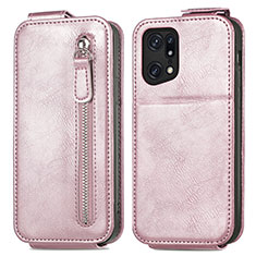 Housse Clapet Portefeuille Cuir pour Oppo Find X5 Pro 5G Or Rose
