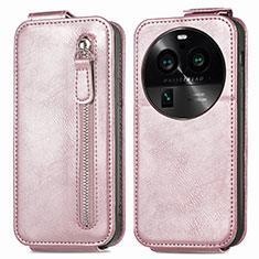 Housse Clapet Portefeuille Cuir pour Oppo Find X6 5G Or Rose