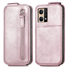 Housse Clapet Portefeuille Cuir pour Oppo Reno7 4G Or Rose