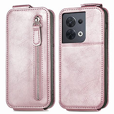 Housse Clapet Portefeuille Cuir pour Oppo Reno8 5G Or Rose