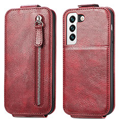 Housse Clapet Portefeuille Cuir pour Samsung Galaxy S21 5G Rouge