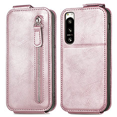 Housse Clapet Portefeuille Cuir pour Sony Xperia 5 IV Or Rose