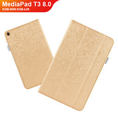Housse Clapet Portefeuille Livre Cuir L01 pour Huawei MediaPad T3 8.0 KOB-W09 KOB-L09 Or