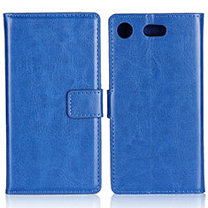 Housse Clapet Portefeuille Livre Cuir L01 pour Sony Xperia XZ1 Compact Bleu