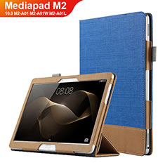 Housse Clapet Portefeuille Livre Cuir L03 pour Huawei MediaPad M2 10.0 M2-A01 M2-A01W M2-A01L Bleu
