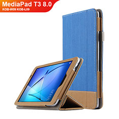 Housse Clapet Portefeuille Livre Cuir L03 pour Huawei MediaPad T3 8.0 KOB-W09 KOB-L09 Bleu