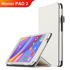 Housse Clapet Portefeuille Livre Cuir L04 pour Huawei Honor Pad 2 Blanc