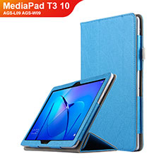 Housse Clapet Portefeuille Livre Cuir L07 pour Huawei MediaPad T3 10 AGS-L09 AGS-W09 Bleu Ciel