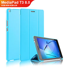 Housse Clapet Portefeuille Livre Cuir pour Huawei MediaPad T3 8.0 KOB-W09 KOB-L09 Bleu Ciel