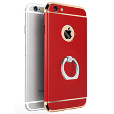 Housse Contour Luxe Metal et Plastique avec Support Bague Anneau pour Apple iPhone 6S Rouge