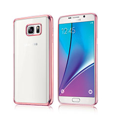 Housse Contour Silicone et Vitre Transparente Mat pour Samsung Galaxy Note 5 N9200 N920 N920F Rose