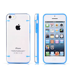 Housse Contour Silicone et Vitre Transparente T01 pour Apple iPhone 5C Bleu