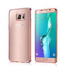 Housse Contour Silicone Transparente Gel pour Samsung Galaxy S6 Edge SM-G925 Or Rose