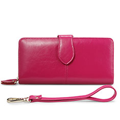 Housse Pochette Cuir Portefeuille Universel pour Oppo F17 Rose Rouge
