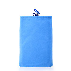 Housse Pochette Velour Tissu Universel pour Xiaomi Poco X3 NFC Bleu Ciel