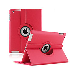 Housse Portefeuille Cuir Rotatif pour Apple iPad 2 Rouge