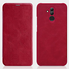 Housse Portefeuille Livre Cuir F01 pour Huawei Mate 20 Lite Rouge