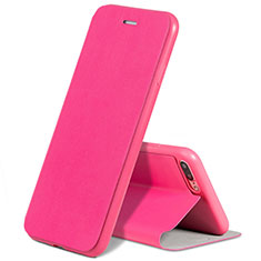 Housse Portefeuille Livre Cuir L02 pour Apple iPhone 7 Plus Rose Rouge