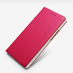 Housse Portefeuille Livre Cuir L02 pour Huawei P7 Dual SIM Rose Rouge