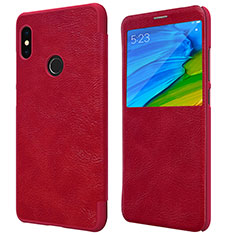 Housse Portefeuille Livre Cuir pour Xiaomi Redmi Note 5 Pro Rouge
