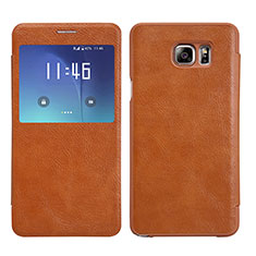 Housse Portefeuille Livre Cuir U01 pour Samsung Galaxy S7 Edge G935F Marron