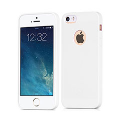 Housse Silicone avec Trou Souple Couleur Unie pour Apple iPhone 5 Blanc