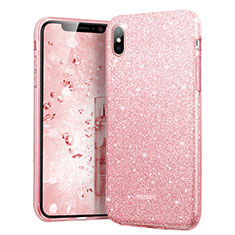 Housse Silicone Bling Bling Souple Couleur Unie pour Apple iPhone Xs Rose